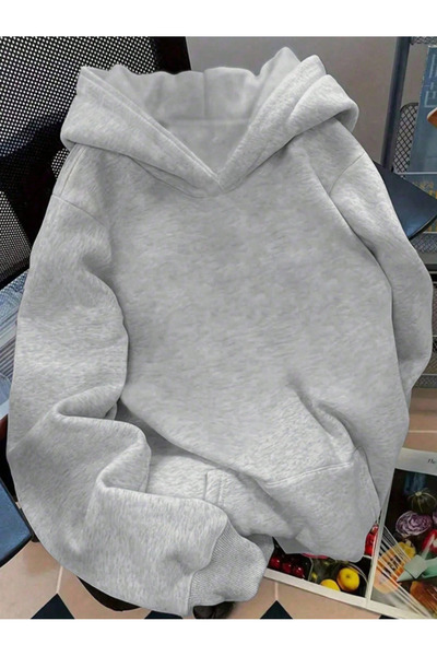 one button Unisex Melek Kanat Baskılı Premium Kapüşonlu Şardonlu 2 İplik Oversize Sweatshirt