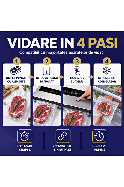 RAPAZ TREND RPZ Pungi vidare premium Rapaz ®100 bucăți, 28x35 cm, reutilizabile, rezistente, pentru Sous Vide, lavabile la mașină, transparente, din material plastic, compatibile cu majoritatea aparatele de vidat
