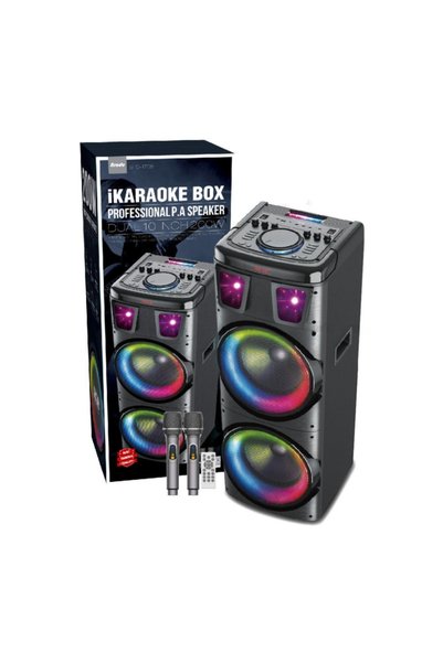Brodu BTS-1708 RGB Bluetooth/Usb/Sd/Fm Müzik Kutusu Kablosuz Çift Mikrofonlu