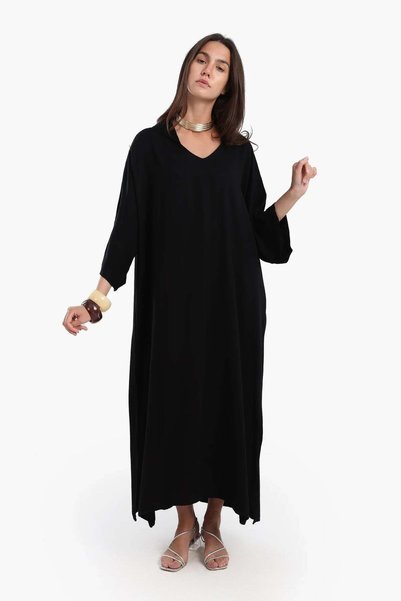 CARINA Karina Large Size Dress with Side Slit - Black