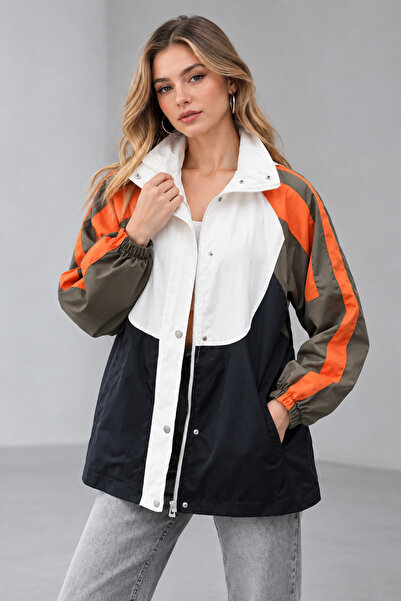 İLKCET MODA Waterproof Long Patterned Women's Raincoat