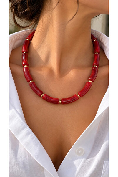 Nevaa Still Golk Detailed Acrylic Bead Design Necklace