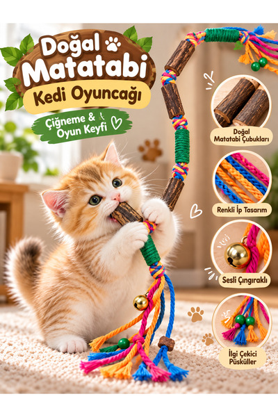HAYHAYPETSHOP Matatabi Kedi Oyuncağı Doğal Matatabi Çubuklu Çıngıraklı İpli İ...