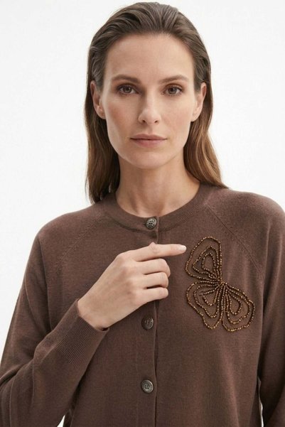 Nuss Triko Kelebek Detaylı Merserize Rayon Triko Hırka