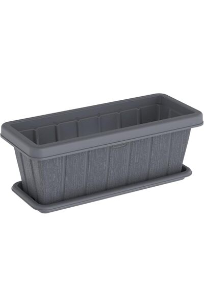 Cosmoplast 18" Cedargrain Rectangular Planter with Tray