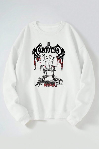 Vento Luna Orticia Barbecue Pre-Printed White Crew Neck Sweatshirt