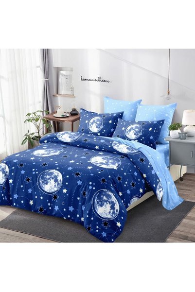 Generic Brand 6-piece Duvet Cover Set with Stretchy, blue with Printed