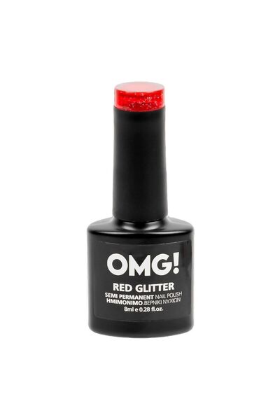OEM Semi-permanent Red Nail Polish with Glitter - 8ml