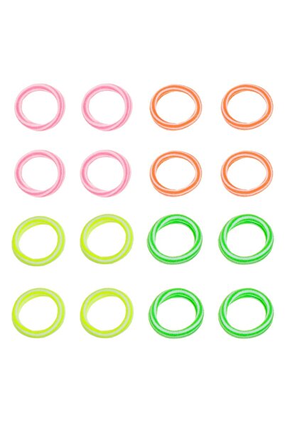 OEM Elastice Par Frotte Culori Neon cu Dungi pentru Copii - 16buc