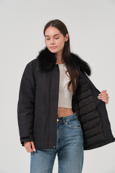 PIQUE Women's coat removable fur belted women's coat