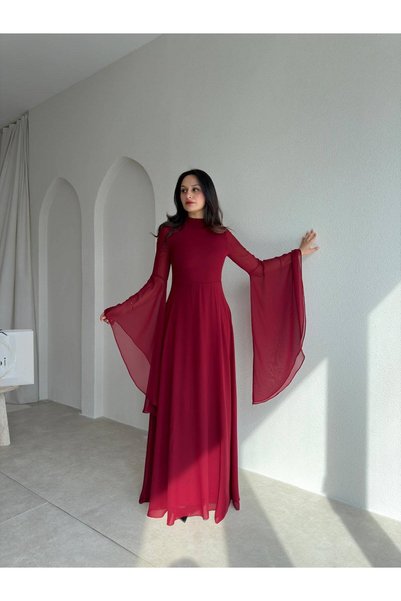 LAVİA BUTİK LEMON Kol Detaylı Maxi Elbise