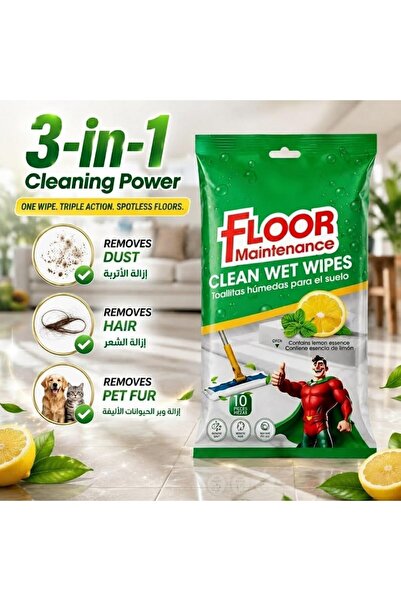 4basix 2-Pack Lemon Scent Floor Cleaning Wipes, Disposable Wet Mopping Wipes for Hard Floors, Quick Cleaning Mop Refills for Dirt, Dust & Everyday Spills