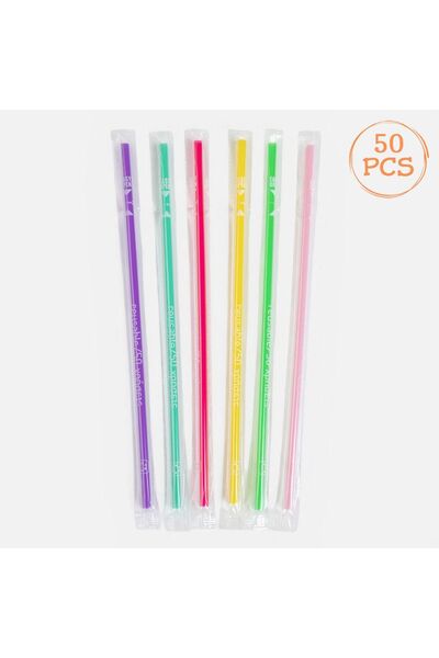 OEM Reusable Colored Straight Plastic Straws Individually Wrapped 4x180mm - 5...