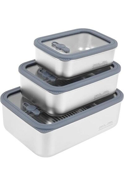 SYOSI 3Pcs Stainless Steel Food Storage Containers with Airtight Lids, Leakpr...