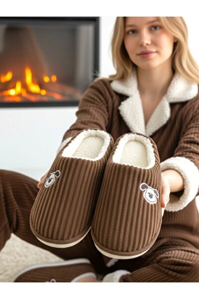 MARKABONİ Women's Orthopedic House Slippers with Wool Inside, Silent Soft Sol...