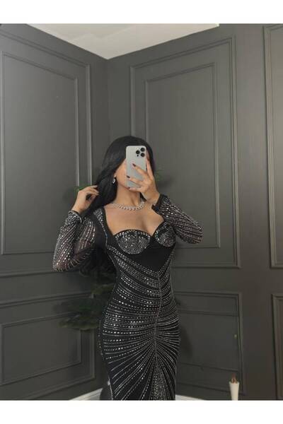 Velora Dresses فستان سهره اسود بالكريستال فخم
