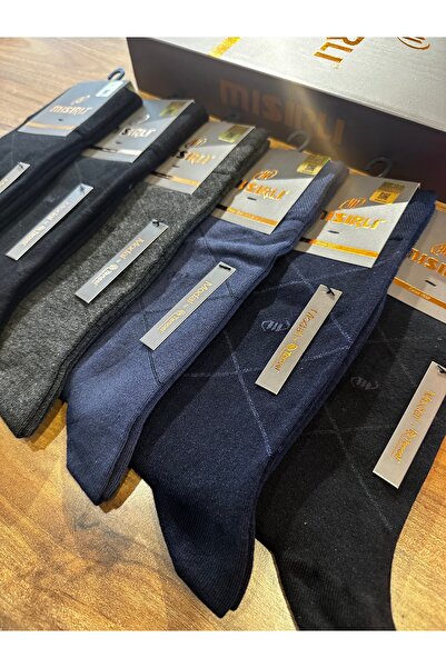 Mısırlı Seamless Modal Plaid Striped Comfortable Casual Men's Socks 12-Pack