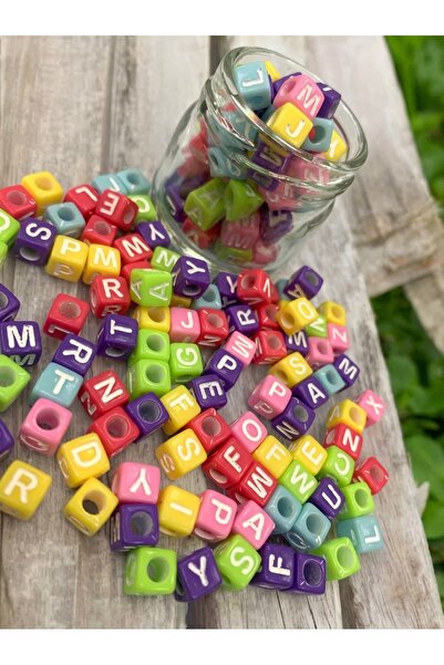Rita Renkli Neon Kare Küp Harf 6 mm Boncuk Seti – İsme Özel Takı ve Hobi Malz...