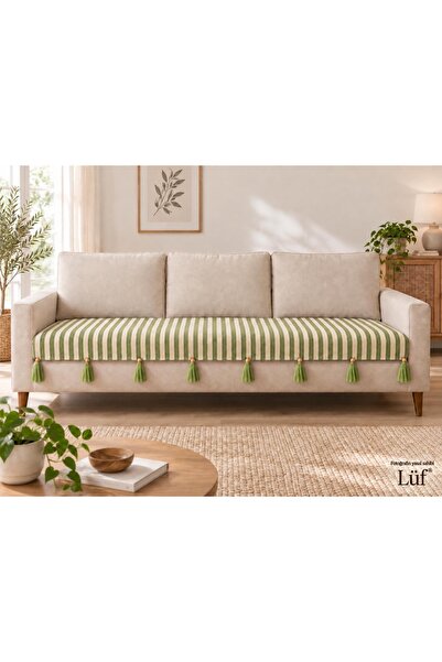 lüf Çizgili Koltuk Örtüsü 100x230 cm | Koltuk Şalı | Koltuk Koruyucu | Dekora...