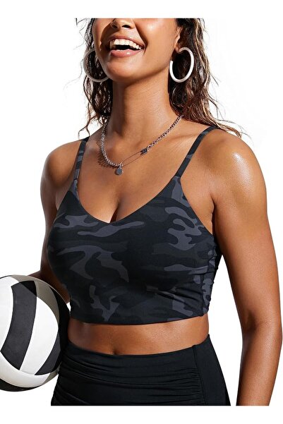 CRZ YOGA Women's Bikini Top V Neck Adjustable Spaghetti Straps Swimsuit Padde...