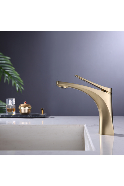 DUREVO Modern Lavabo Bataryası - Standart kısa boy lavabo bataryası- Fresh Gold renk