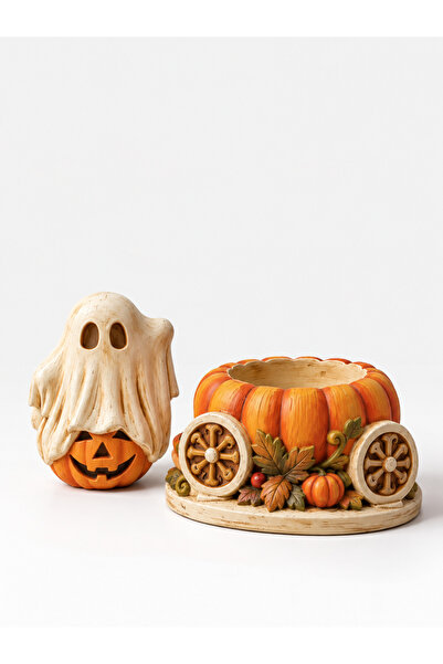 Hayalet ve Balkabağı Arabalı Halloween Dekoratif Obje