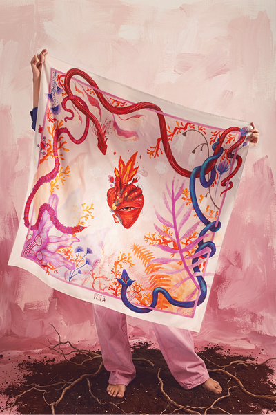 Heart Afflame %100 İpek Twill Fular |105 cm