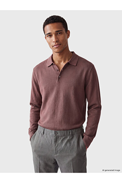 LC Waikiki Lcw Vision Pink Knitwear Plain Polo Collar Men's Sweater with Neva...