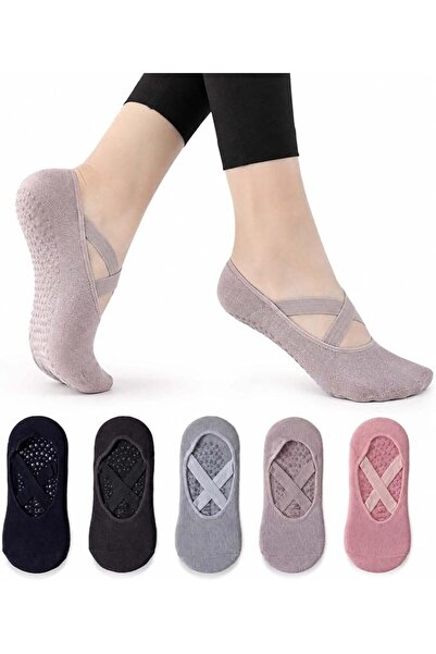 Generic Mizznee 5 Pairs Yoga Socks for Women, Non-Slip Grips Socks, for Yoga,...