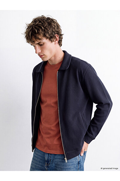 LC Waikiki Lcw Vision Navy Blue Men's Cardigan with Nevavm Difference
