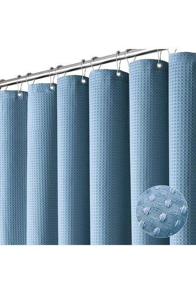 Dynamene Waffle Shower Curtain 256 GSM Heavy Duty Fabric 72"x72" Yellow