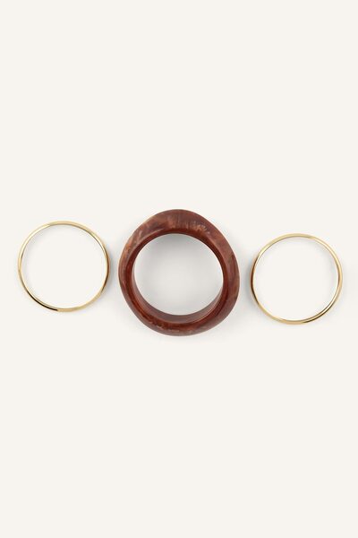 DeFacto Women's 3-Piece Resin and Metal Ring Bracelet I6610Axns