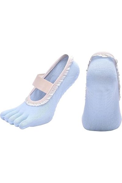 Tazweeq Yoga Socks for Women with Grips, Non-Slip Five Toe Socks for Pilates,...