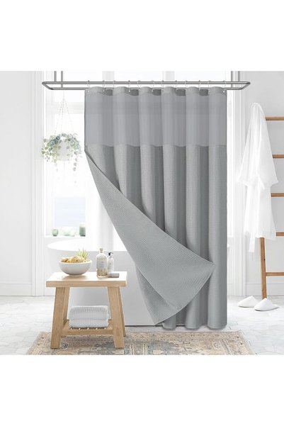 Dynamene Waffle Shower Curtain 256 GSM Heavy Duty Fabric 72"x72" Sage Green