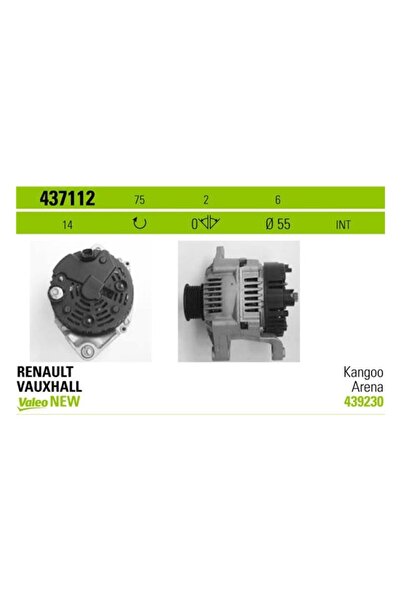VALEO ALTERNATOR 12 V 75A RENAULT KANGOO, MEGANE 1,9 DCI