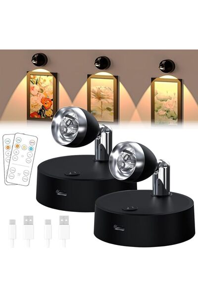 EXCEFORE Battery Powered LED Spotlights, Wireless Indoor Mini Picture Lights ...