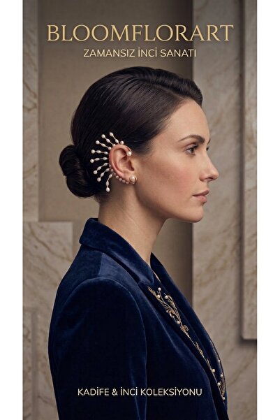 Bloomflorart Bohem İnci Dalları Altın Ear Cuff - Sağ Kulak İçin Zarif Tel Sar...