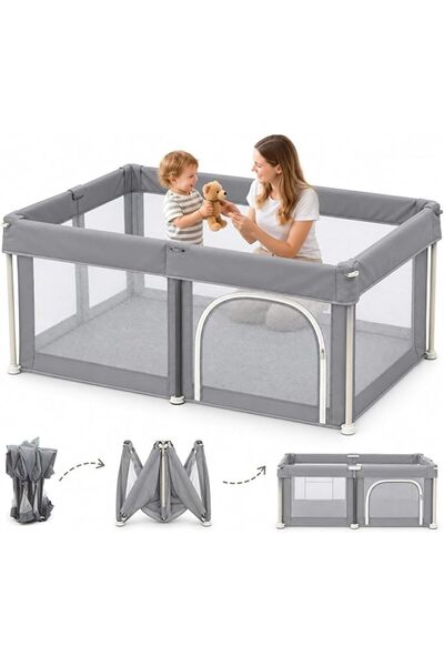 Gogoya Foldable Baby Playpen,127×127cm Toddler Play Yard with Safety Gate, So...