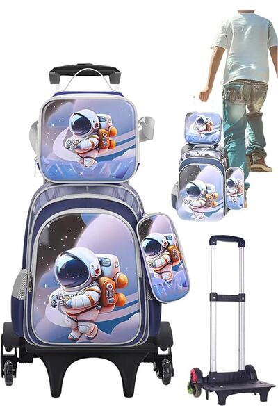BYBEO 3PCS Children School Bag, Student Rolling Backpacks Set, Trolley School...
