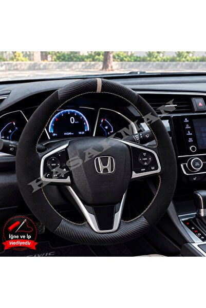 HasAkman Honda Civic FC5 Dikme Direksiyon Kılıfı Alcantara Süet Mat Karbon Gr...