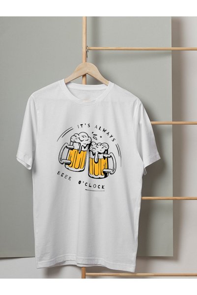 Mor Mürekkep Tricou alb de damă cu imprimeu Beers Cheers
