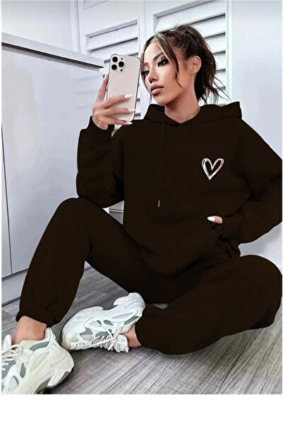 luci sports Σετ αθλητικής φόρμας Φούτερ με στάμπα Jogger, Oversize, με κουκούλα