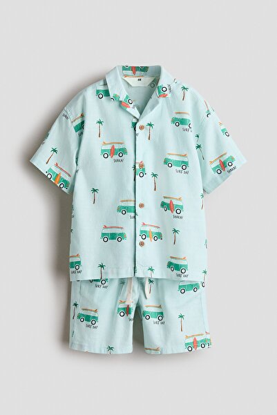 H&M 2 Parçalı Pamuklu ve Baskılı Set