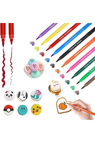 EXCEFORE Coloring Pens, 10 Pcs Double Sided Marker Pens for Cookies, Grade Go...