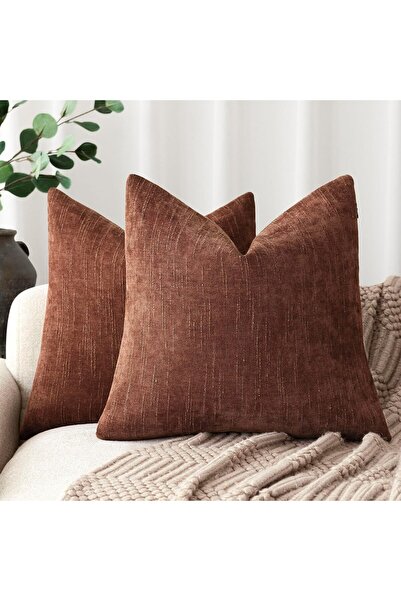 Generic Pack of 2 Soft Textured Chenille Throw Decorative Pillow Covers Squar...