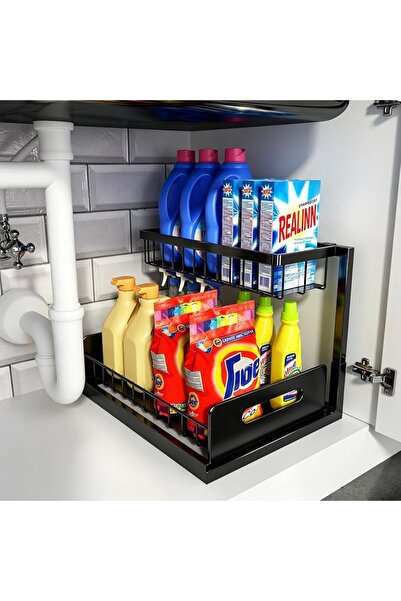 GENERAL REALINN Under Sink Organizer, Pull Out Cabinet Organizer 2 Tier Slide...