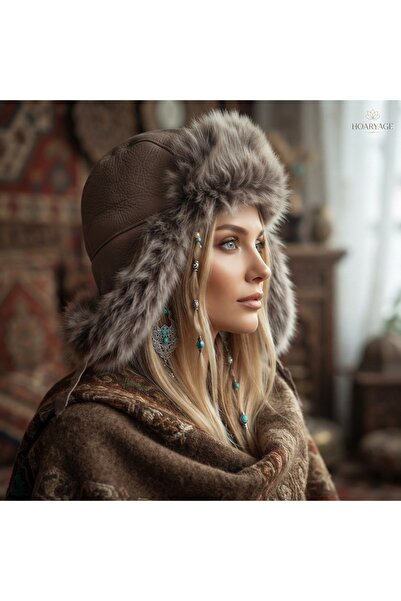 hoaryage قبعة طيار من جلد الخراف الأصلي بنسبة 100% للجنسين من Usanka مع أذنيا...
