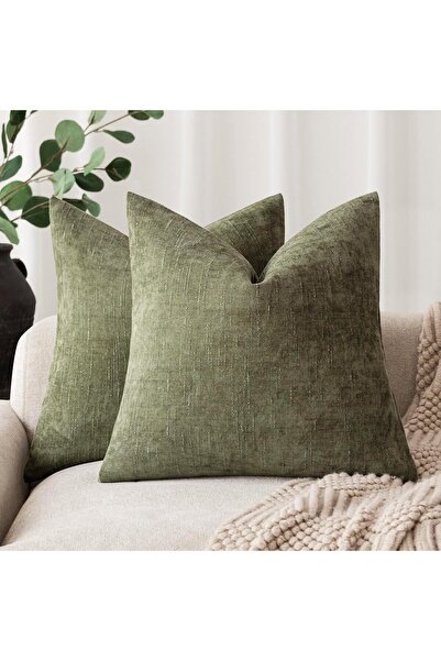 Generic Pack of 2 Soft Textured Chenille Throw Decorative Pillow Covers Squar...
