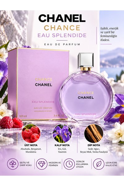 Chanel CHANCE EAU SPLENDIDE Eau De Parfum Spray 100 ml – Işıltılı, Çiçeksi ve...