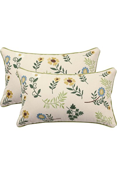 Generic Embroidered Throw Pillow Covers 12 x 20 inch Pack of 2 Vintage Birds ...